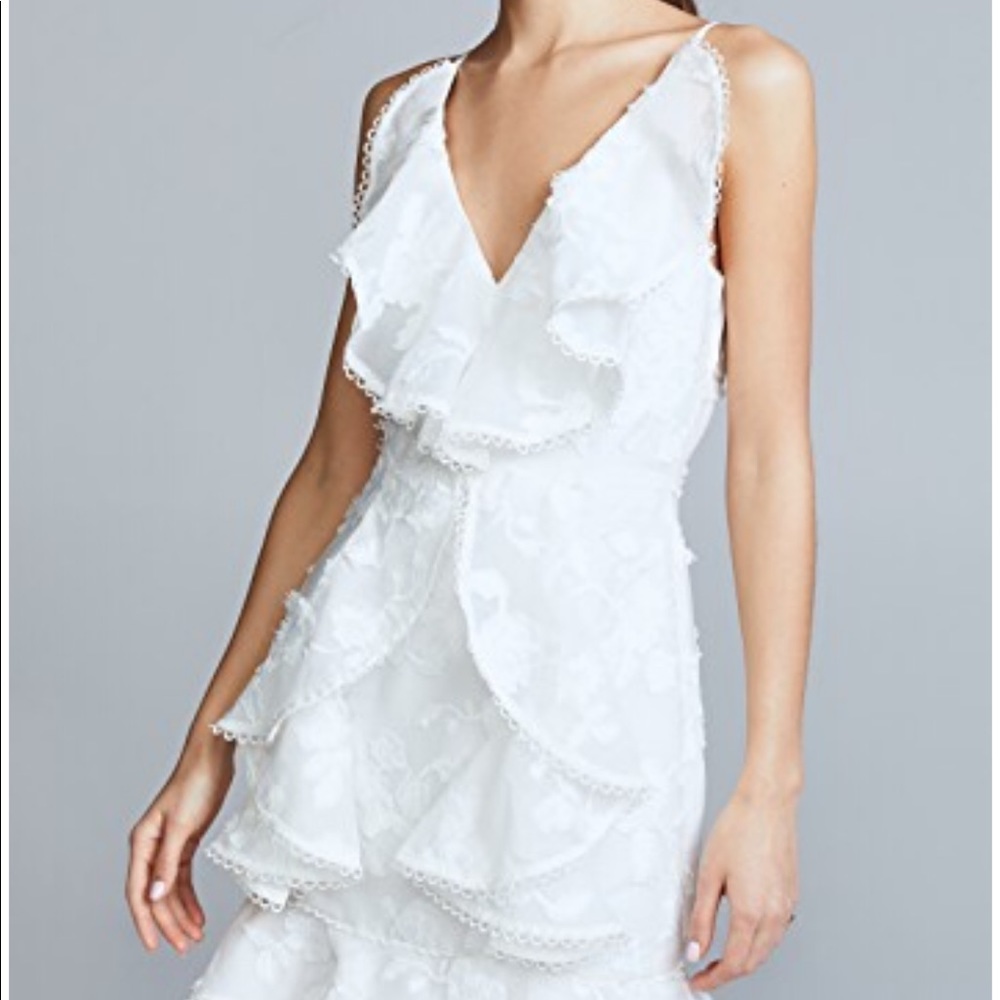 Keepsake Shine white ruffle dress